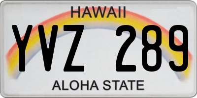 HI license plate YVZ289