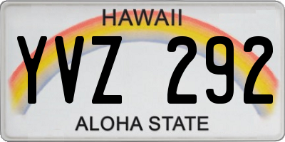 HI license plate YVZ292