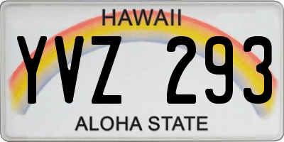 HI license plate YVZ293