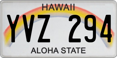 HI license plate YVZ294