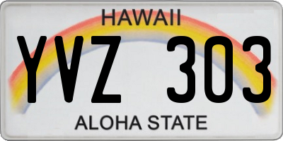 HI license plate YVZ303
