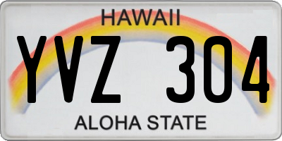 HI license plate YVZ304
