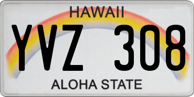 HI license plate YVZ308
