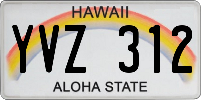 HI license plate YVZ312