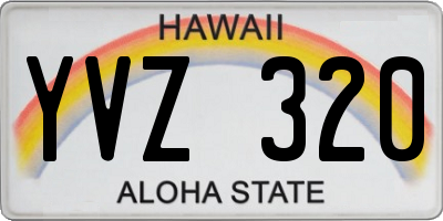 HI license plate YVZ320