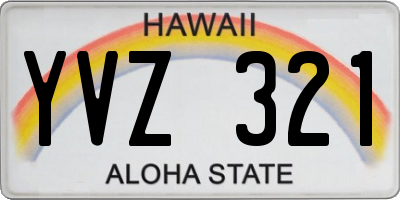 HI license plate YVZ321