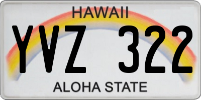 HI license plate YVZ322