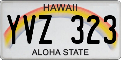 HI license plate YVZ323