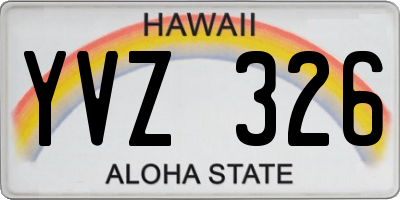 HI license plate YVZ326