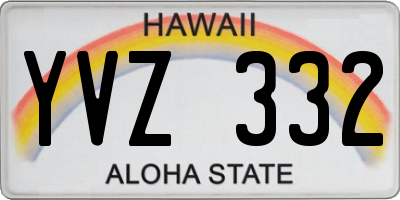 HI license plate YVZ332