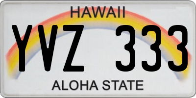 HI license plate YVZ333