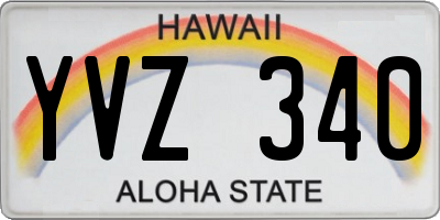 HI license plate YVZ340