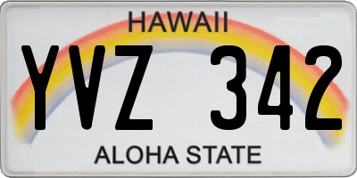 HI license plate YVZ342