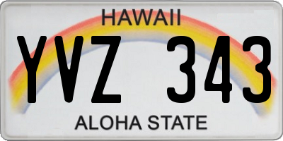 HI license plate YVZ343