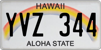 HI license plate YVZ344