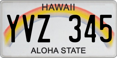 HI license plate YVZ345