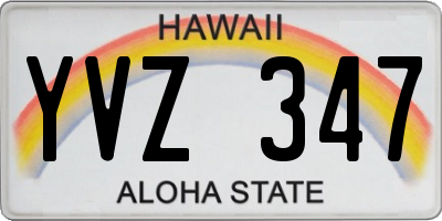 HI license plate YVZ347