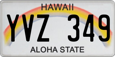 HI license plate YVZ349