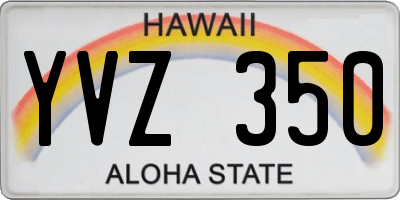 HI license plate YVZ350