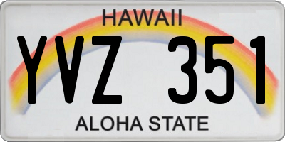 HI license plate YVZ351