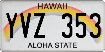 HI license plate YVZ353
