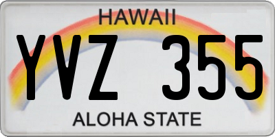 HI license plate YVZ355