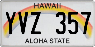 HI license plate YVZ357