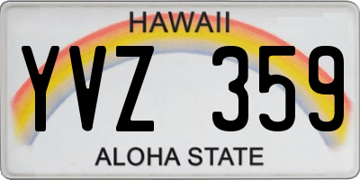 HI license plate YVZ359