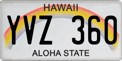 HI license plate YVZ360