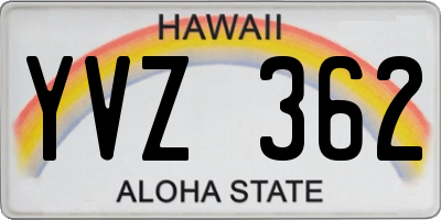 HI license plate YVZ362