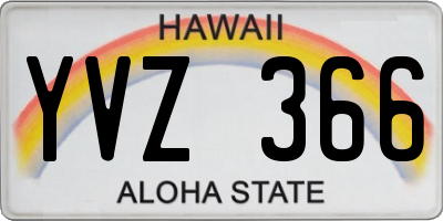 HI license plate YVZ366