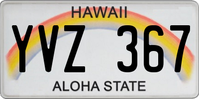 HI license plate YVZ367