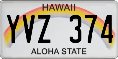 HI license plate YVZ374