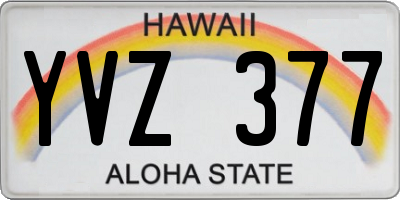 HI license plate YVZ377