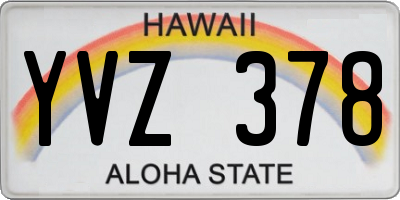 HI license plate YVZ378