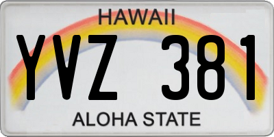 HI license plate YVZ381