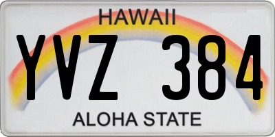 HI license plate YVZ384