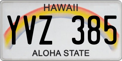 HI license plate YVZ385