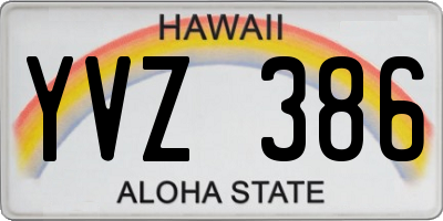 HI license plate YVZ386