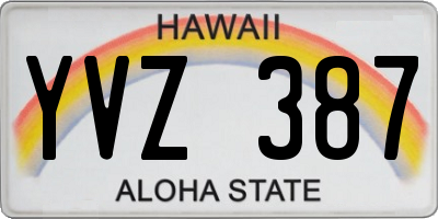 HI license plate YVZ387