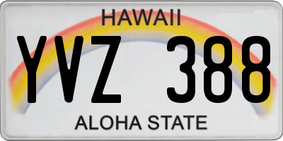 HI license plate YVZ388