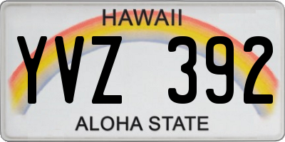HI license plate YVZ392