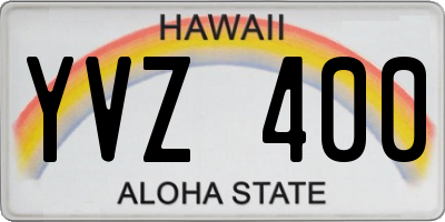 HI license plate YVZ400