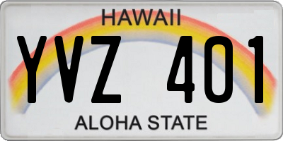 HI license plate YVZ401