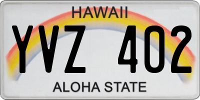 HI license plate YVZ402