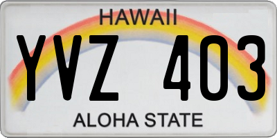 HI license plate YVZ403