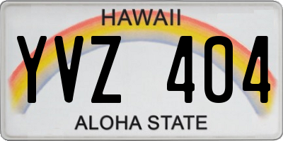 HI license plate YVZ404