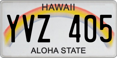 HI license plate YVZ405