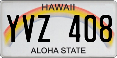 HI license plate YVZ408