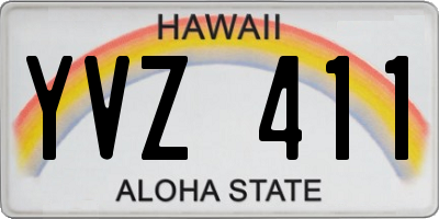 HI license plate YVZ411